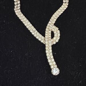 Vintage Elegant Silver Crystal Necklace